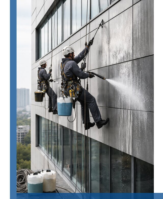 Профессиональная мойка вентилируемых фасадов в Кушве