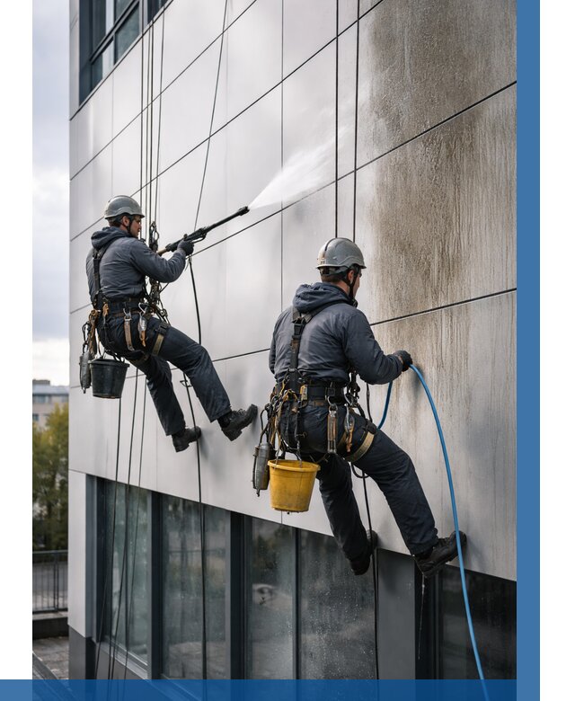 Мойка фасада из композита в Кушве по цене от 308 р. | ВЫСОТНИК-Кшв