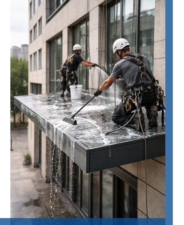 Мойка козырьков и навесов в Кушве от 3593 р. | ВЫСОТНИК-Кшв