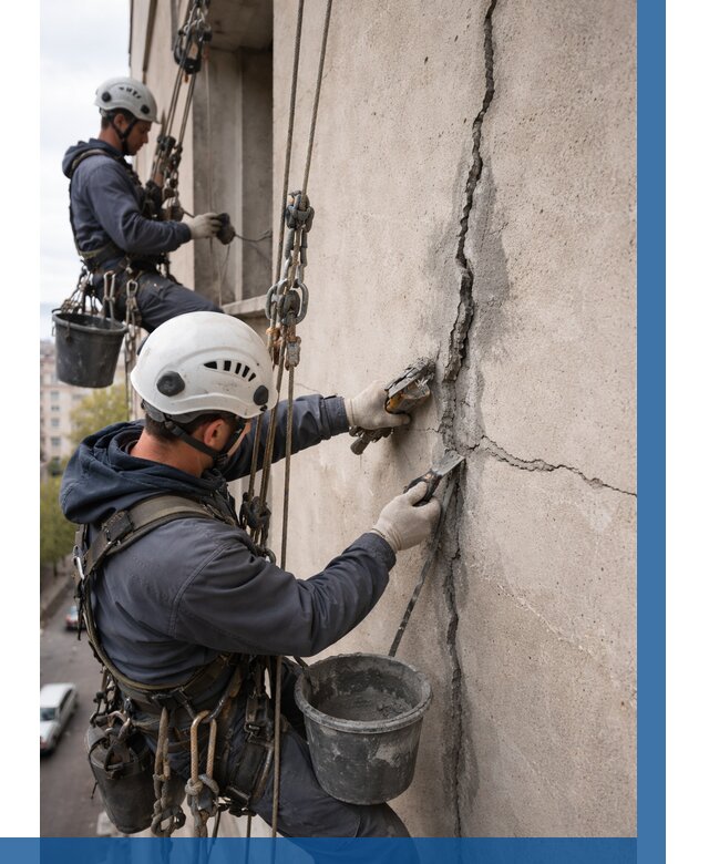 Заделка трещин на фасаде в Кушве от 924 р. | ВЫСОТНИК-Кшв