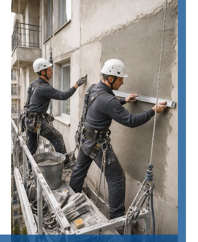 Штукатурка фасада на высоте в Кушве от 924 р. | ВЫСОТНИК-Кшв