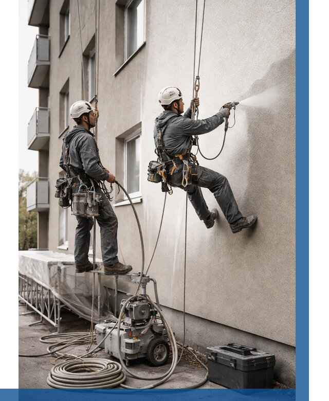 Безвоздушная покраска фасада в Кушве от 226 р/м² | ВЫСОТНИК-Кшв