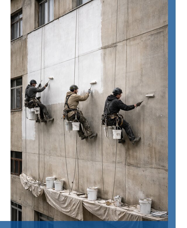 Покраска бетонного фасада в Кушве от 359 р за м2 | ВЫСОТНИК-Кшв