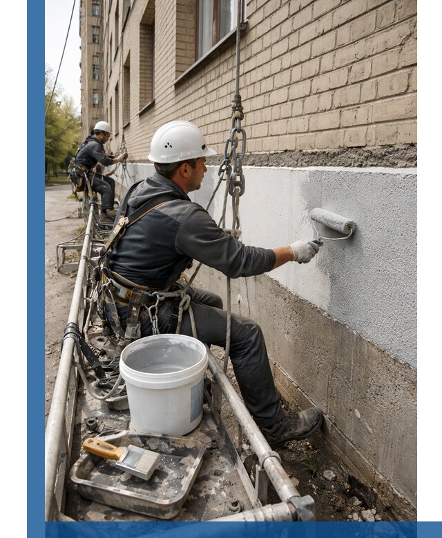 Окраска цоколя здания в Кушве профессионально и надежно