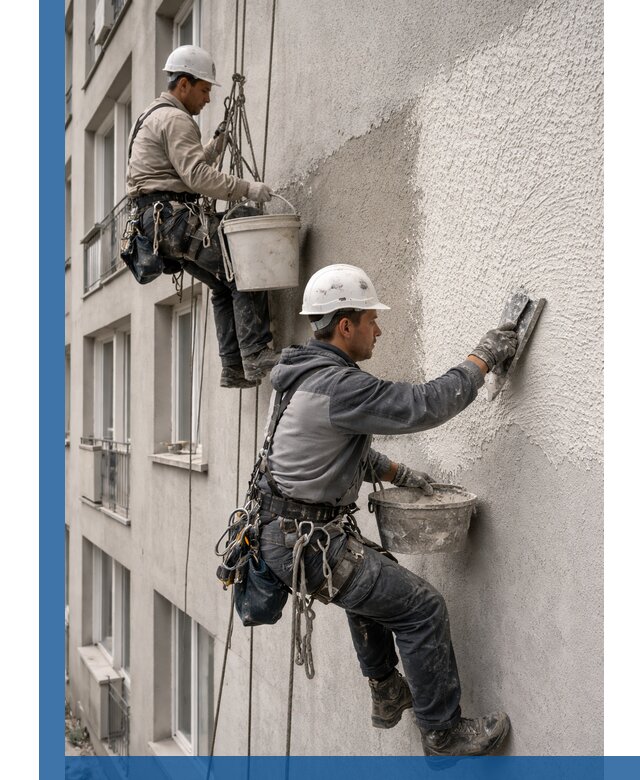 Нанесение декоративной штукатурки короед на фасад в Кушве