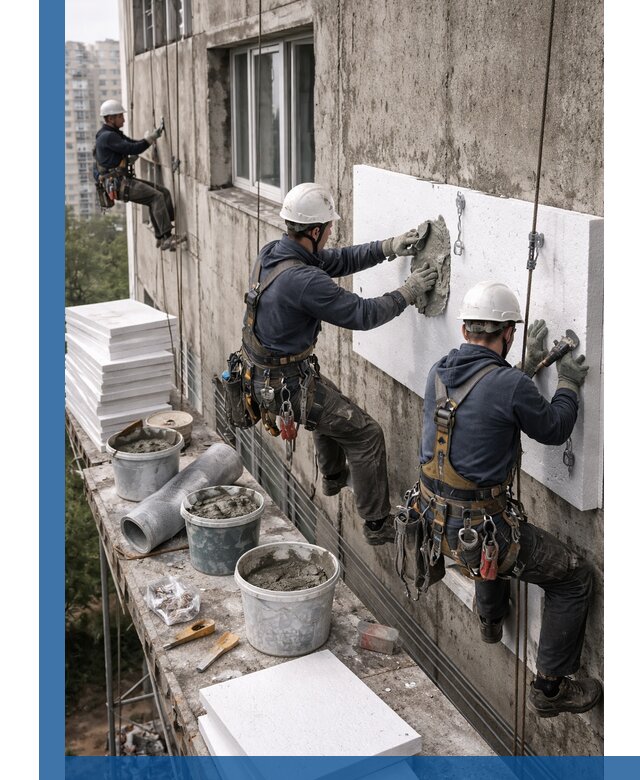 Утепление фасада пенополистиролом в Кушве под ключ