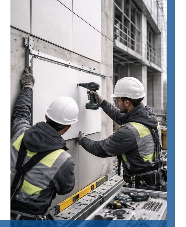 Монтаж композитных панелей фасада в Кушве от 2566 р. | ВЫСОТНИК-Кшв