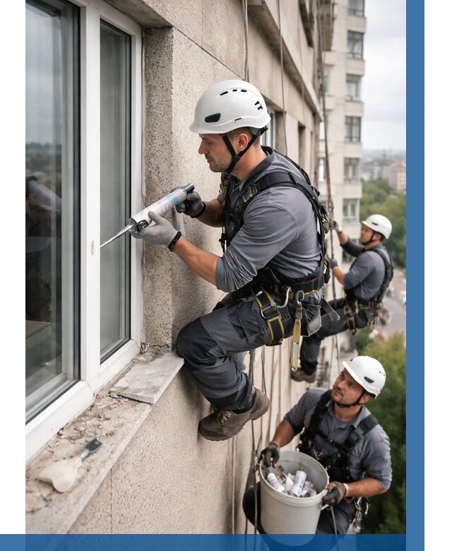 Герметизация оконных швов снаружи в Кушве от 1540 р. | ВЫСОТНИК-Кшв