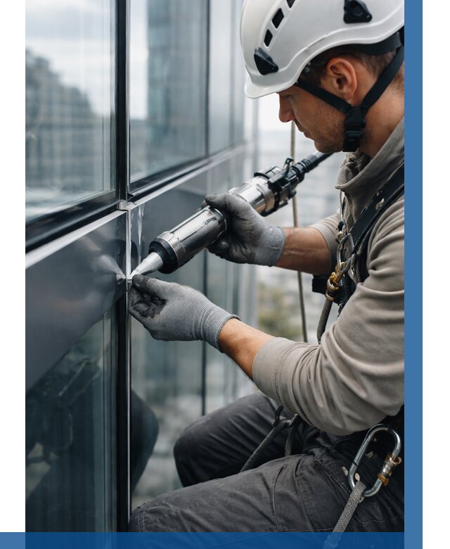 Герметизация стыков витража в Кушве от 1232 р. | ВЫСОТНИК-Кшв