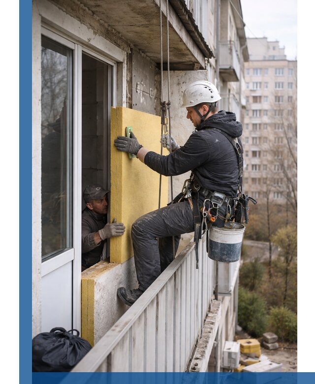 Профессиональное утепление балкона снаружи в Кушве под ключ