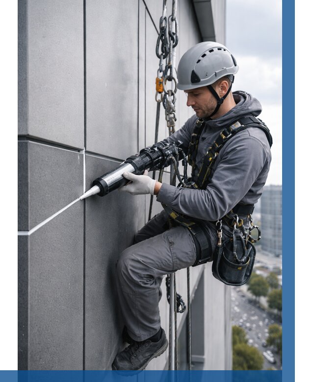 Герметизация стыков фасадных панелей в Кушве от 6672 р.| ВЫСОТНИК-Кшв