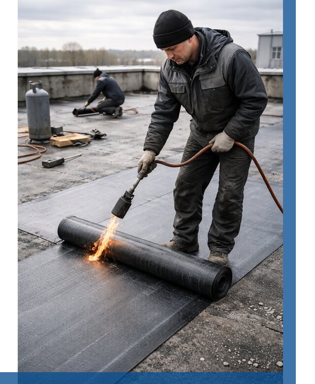 Ремонт наплавляемой кровли в Кушве от 719 р. | ВЫСОТНИК-Кшв