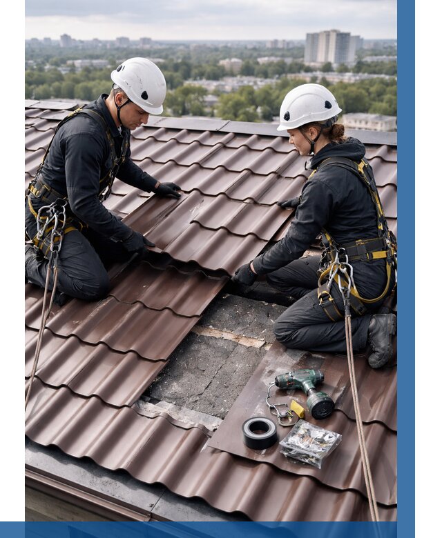 Ремонт металлочерепицы на крыше в Кушве от 924 р. | ВЫСОТНИК-Кшв