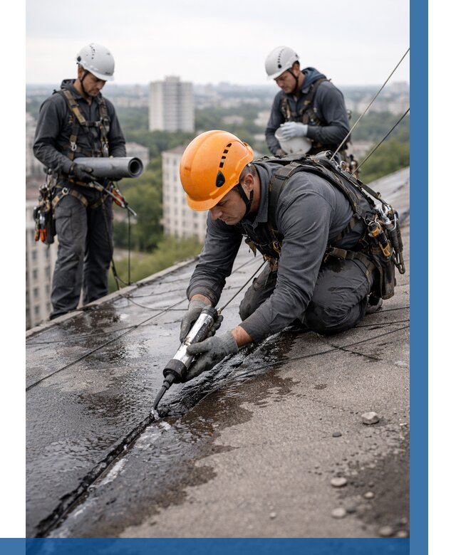 Устранение протечек кровли в Кушве от 12318 р. | ВЫСОТНИК-Кшв