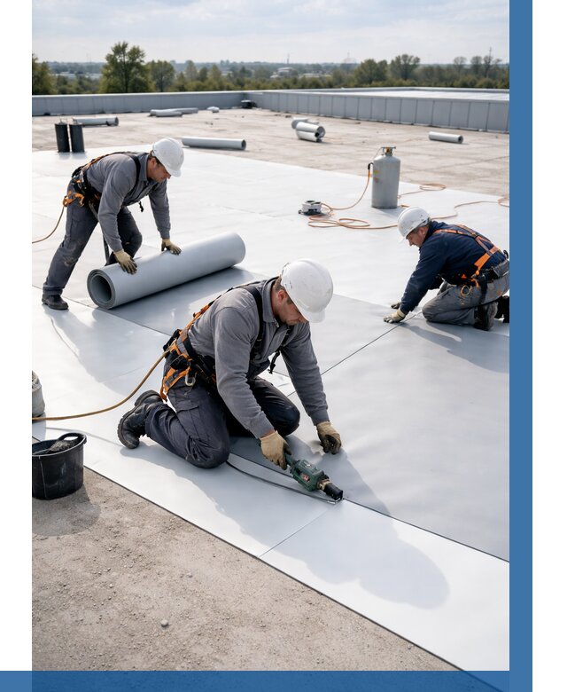 Монтаж мембранной кровли под ключ в Кушве от 1232 р. | ВЫСОТНИК-Кшв