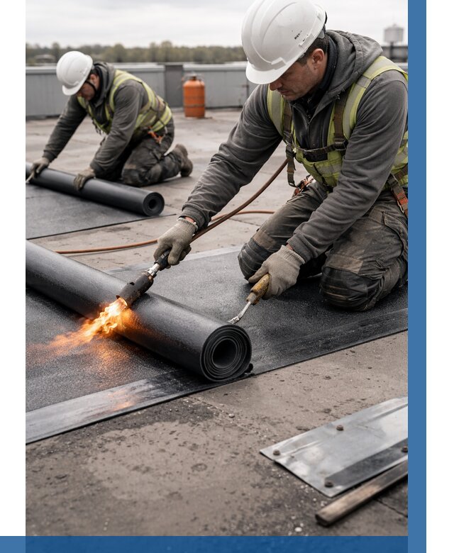 Монтаж наплавляемой кровли в Кушве от 873 р. — ВЫСОТНИК-Кшв