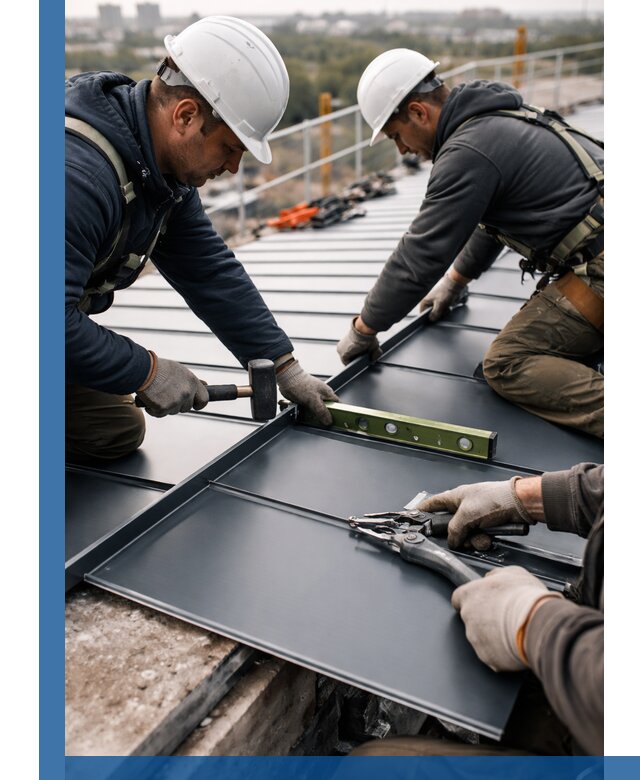 Монтаж фальцевой кровли в Кушве для промышленных зданий