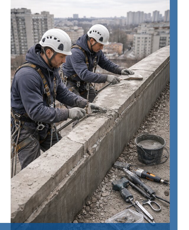 Ремонт парапета на кровле в Кушве от 1540 р. | ВЫСОТНИК-Кшв