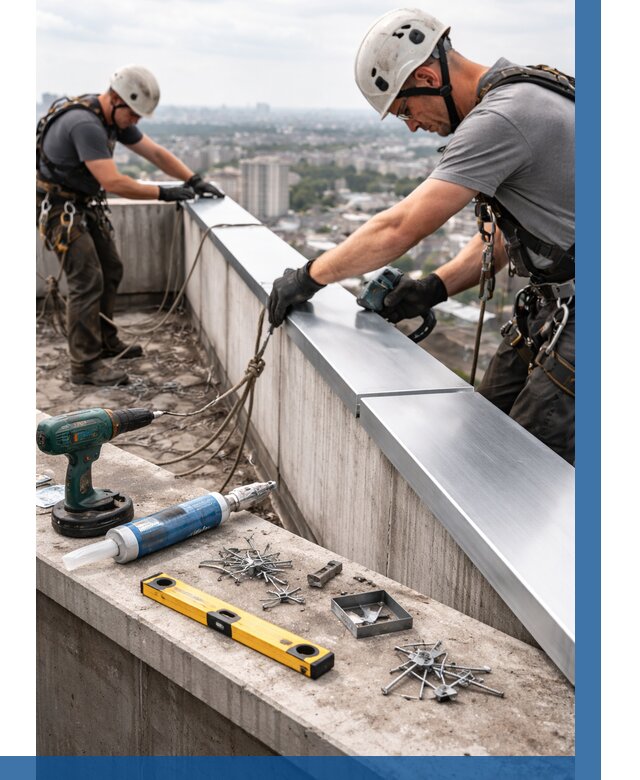 Монтаж парапетных крышек в Кушве от 821 р. | ВЫСОТНИК-Кшв