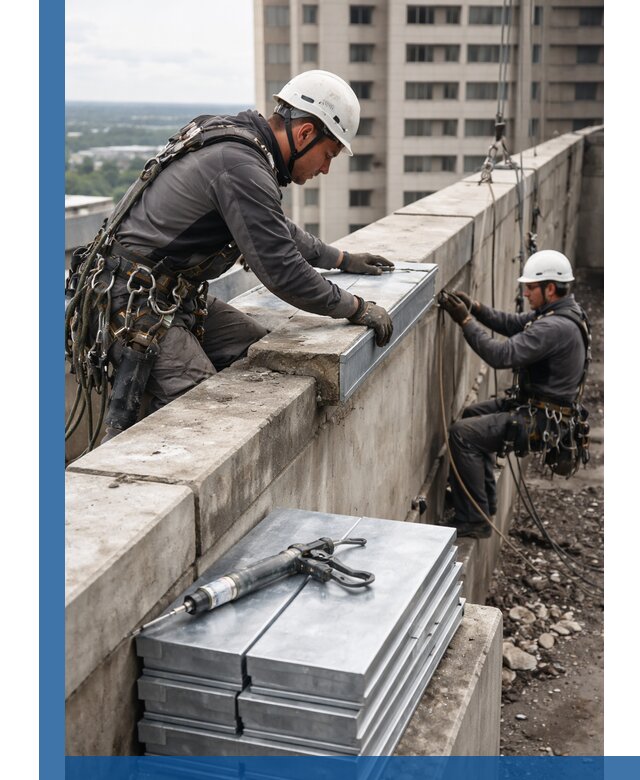 Замена парапетных крышек и установка новых в Кушве