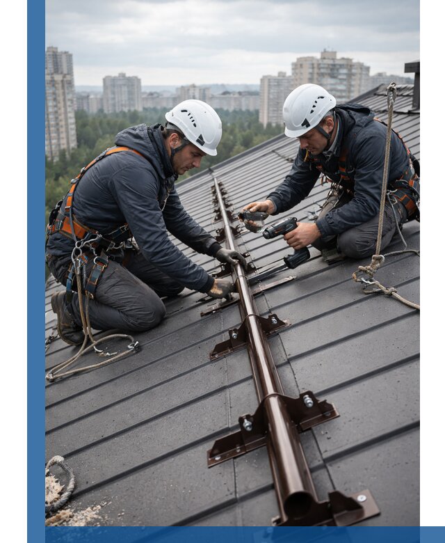 Монтаж снегозадержателей на кровле зданий в Кушве под ключ