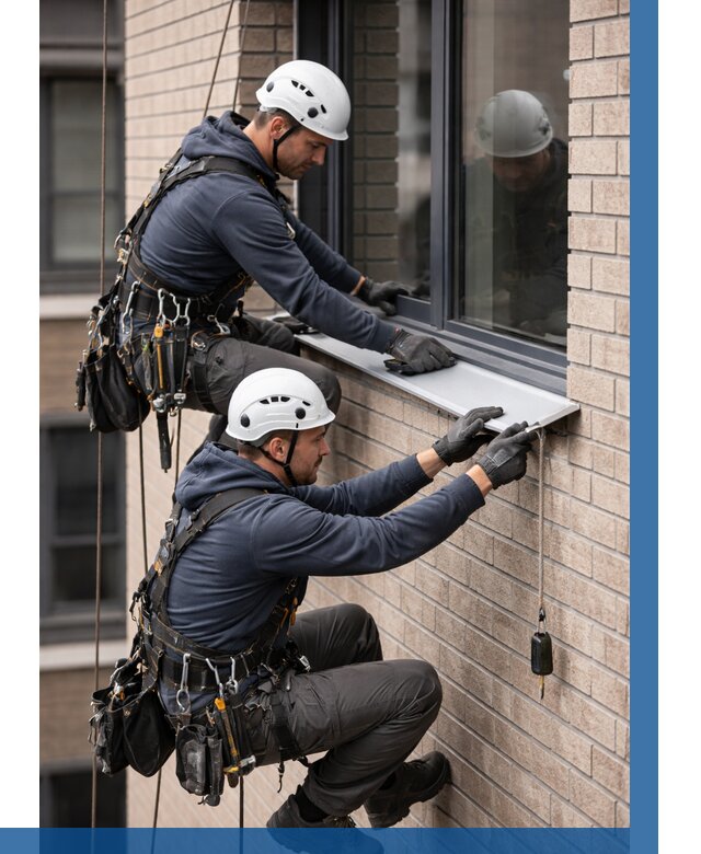 Монтаж оконных отливов под ключ в Кушве от 3593 р. | ВЫСОТНИК-Кшв