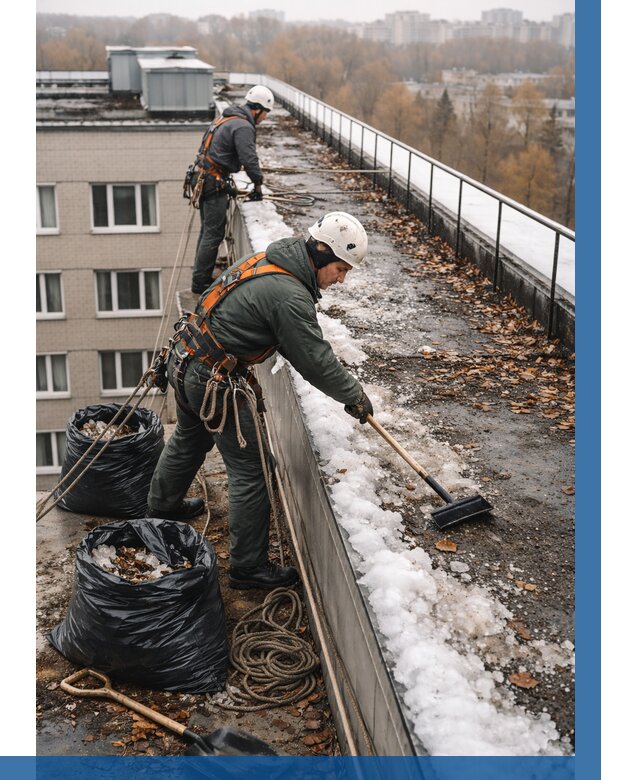 Очистка кровли по периметру в Кушве от 565 р. | ВЫСОТНИК-Кшв