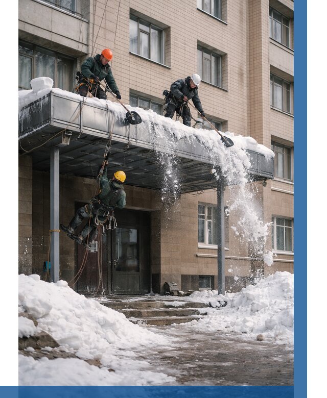 Очистка козырьков от снега в Кушве от 3593 р. | ВЫСОТНИК-Кшв