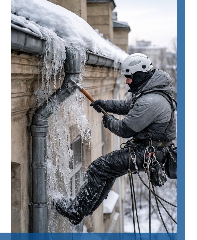 Очистка водостоков от льда в Кушве от 3593 р. | ВЫСОТНИК-Кшв