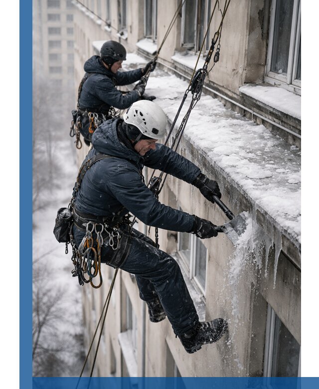 Удаление наледи и сосулек с карнизов в Кушве профессионально