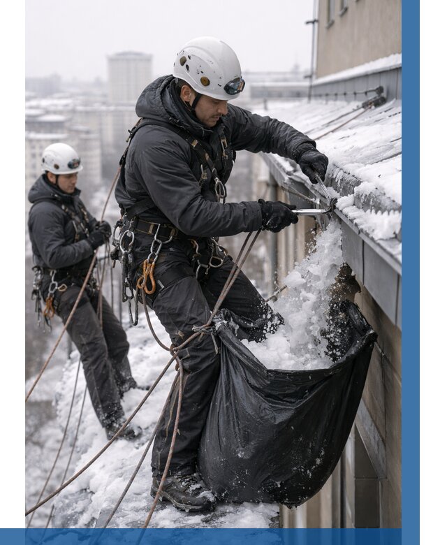 Аварийная очистка крыши в Кушве под ключ от 308 р. | ВЫСОТНИК-Кшв