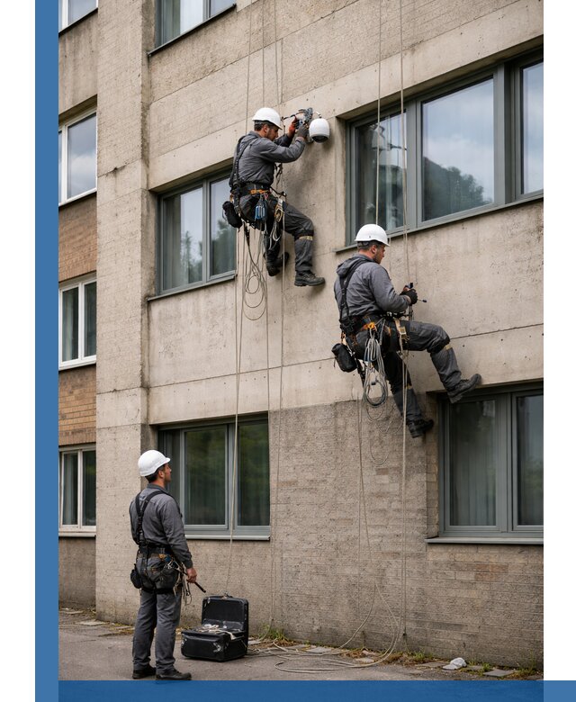 Монтаж фасадных камер видеонаблюдения в Кушве под ключ