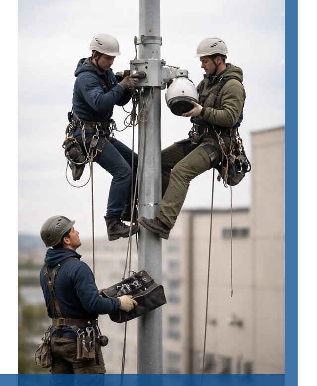 Установка видеокамер на мачте в Кушве от 8725 р. | ВЫСОТНИК-Кшв