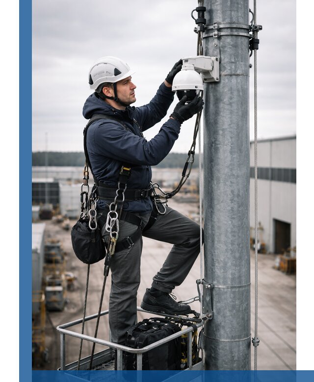 Профессиональная установка видеокамер на мачте в Кушве