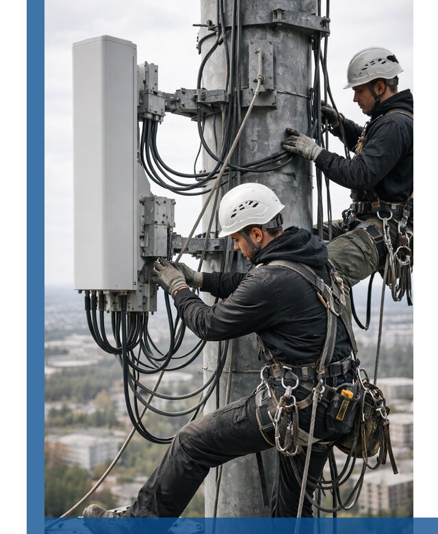 Монтаж оборудования связи на мачте в Кушве с пусконаладкой