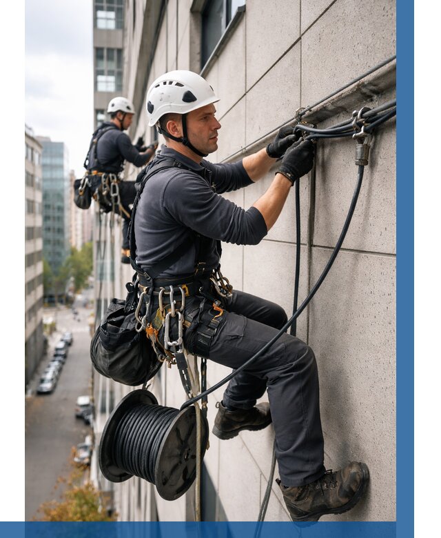 Прокладка кабеля по фасаду в Кушве от 359 р. | ВЫСОТНИК-Кшв