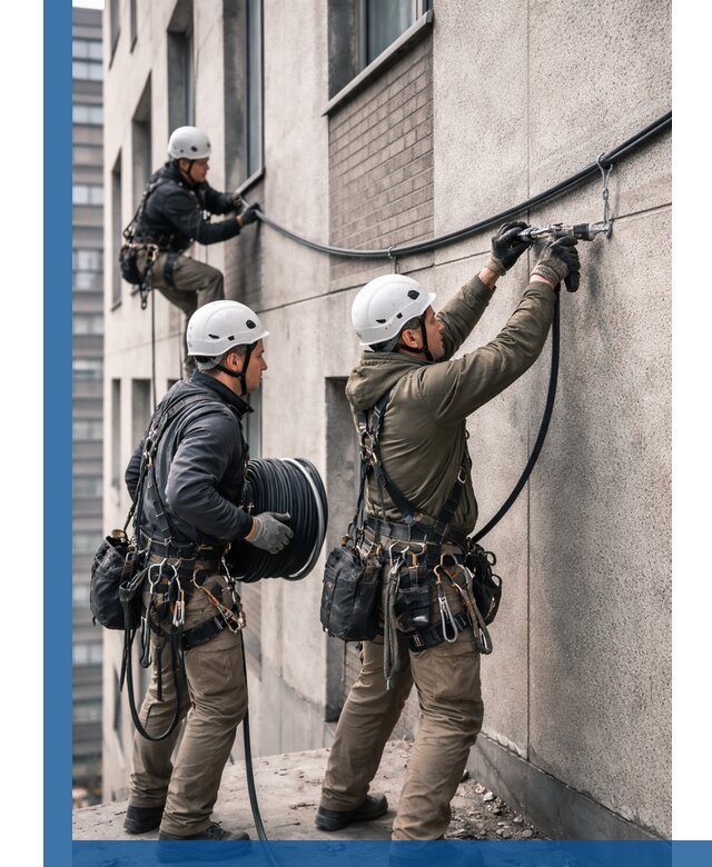 Прокладка кабеля по фасаду в Кушве, профессиональный монтаж