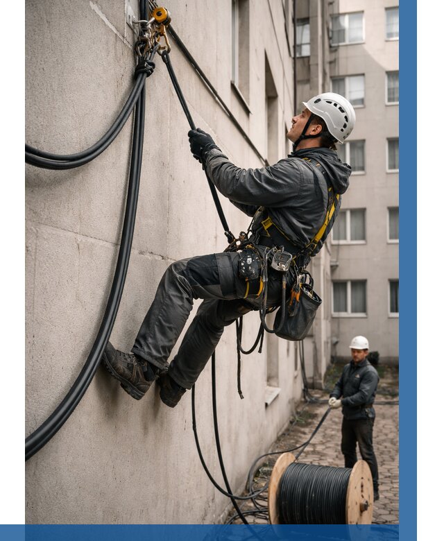 Протяжка кабеля питания на высоте в Кушве от 462 р. | ВЫСОТНИК-Кшв