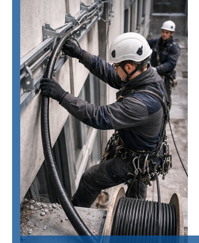 Протяжка кабеля питания на высоте в Кушве с гарантией безопасности и качества