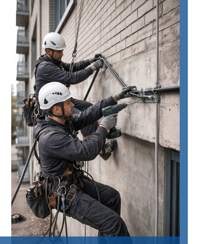 Крепление кабеля на фасаде в Кушве от 359 р. | ВЫСОТНИК-Кшв