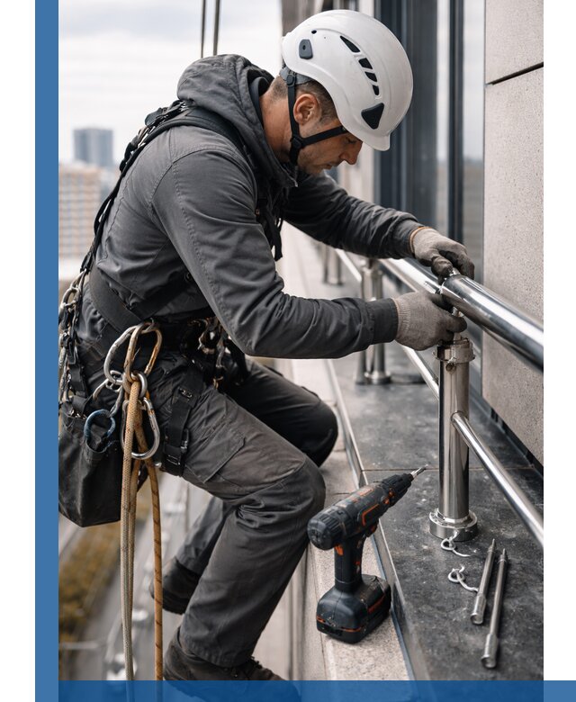 Монтаж ограждений на высоте в Кушве для зданий и конструкций