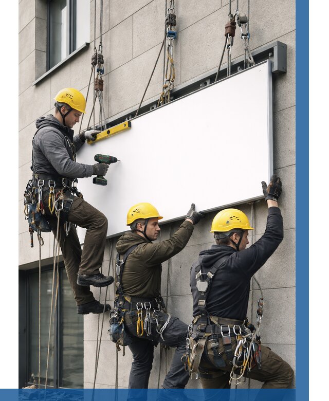 Монтаж рекламной вывески в Кушве от 8212 р. | ВЫСОТНИК-Кшв