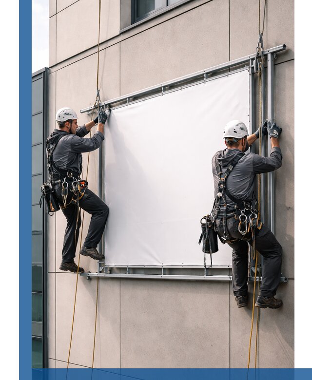 Монтаж наружной рекламной вывески в Кушве под ключ