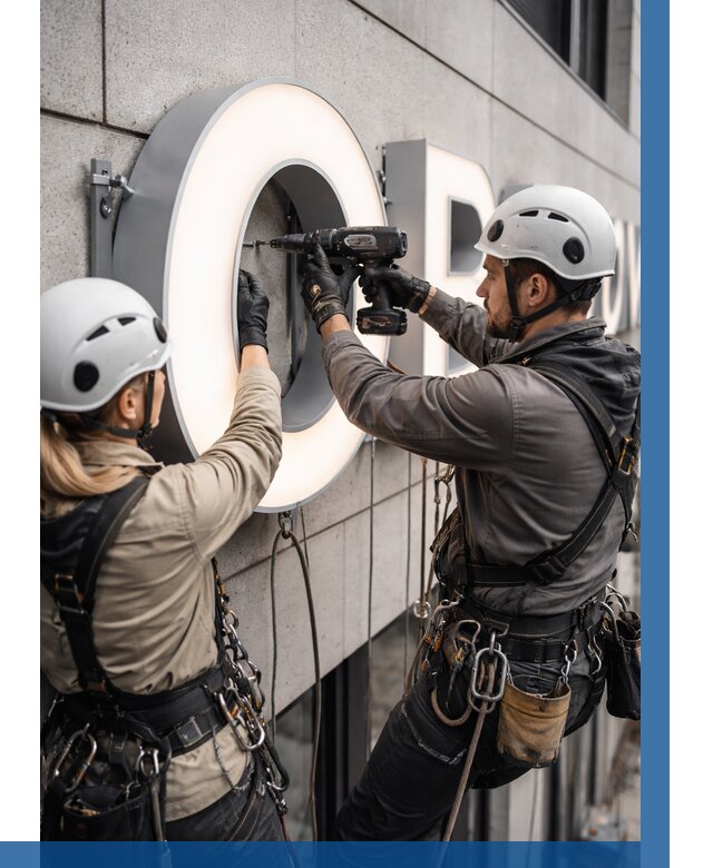 Монтаж световых букв в Кушве от 3080 р. под ключ ВЫСОТНИК-Кшв