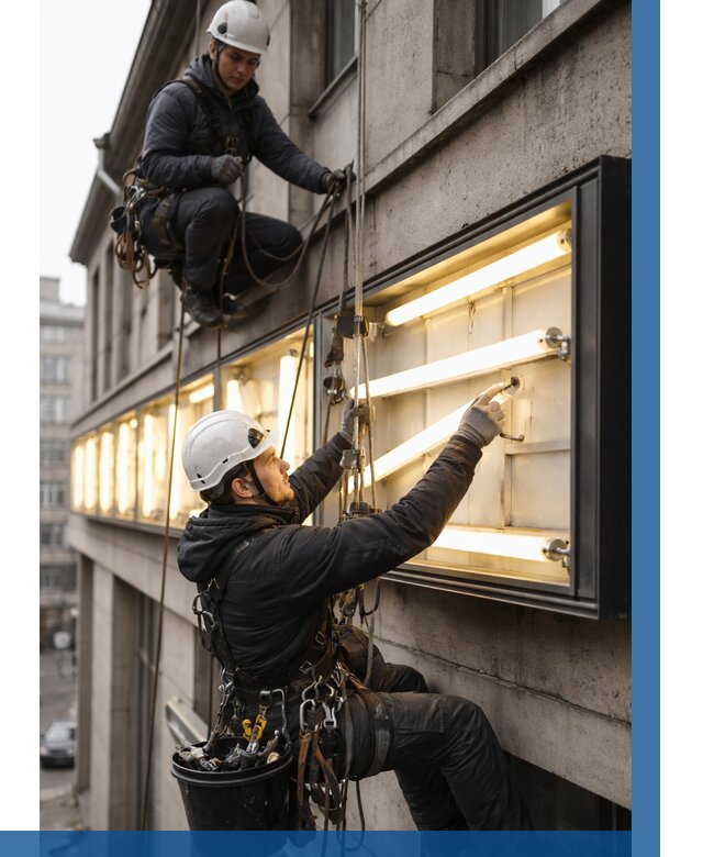 Замена ламп в вывеске в Кушве под ключ от 3593 р. | ВЫСОТНИК-Кшв
