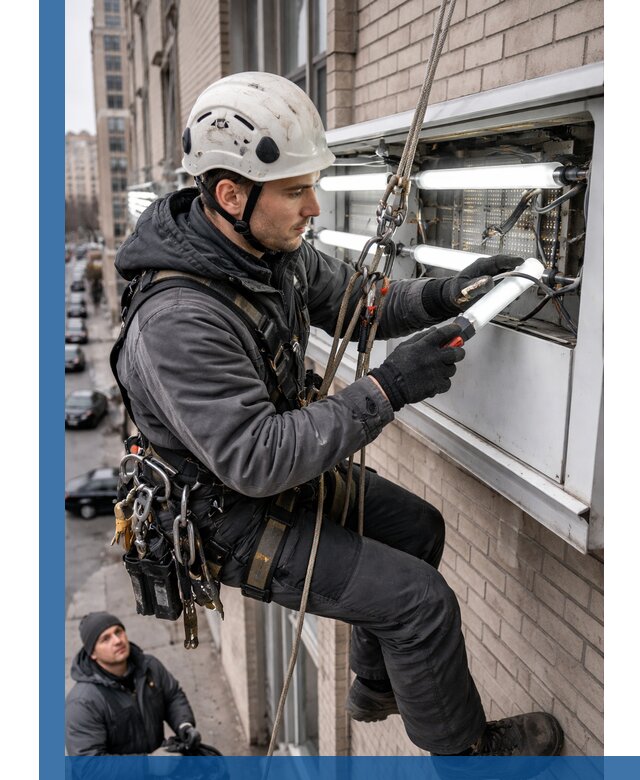 Профессиональная замена ламп в наружной вывеске в Кушве