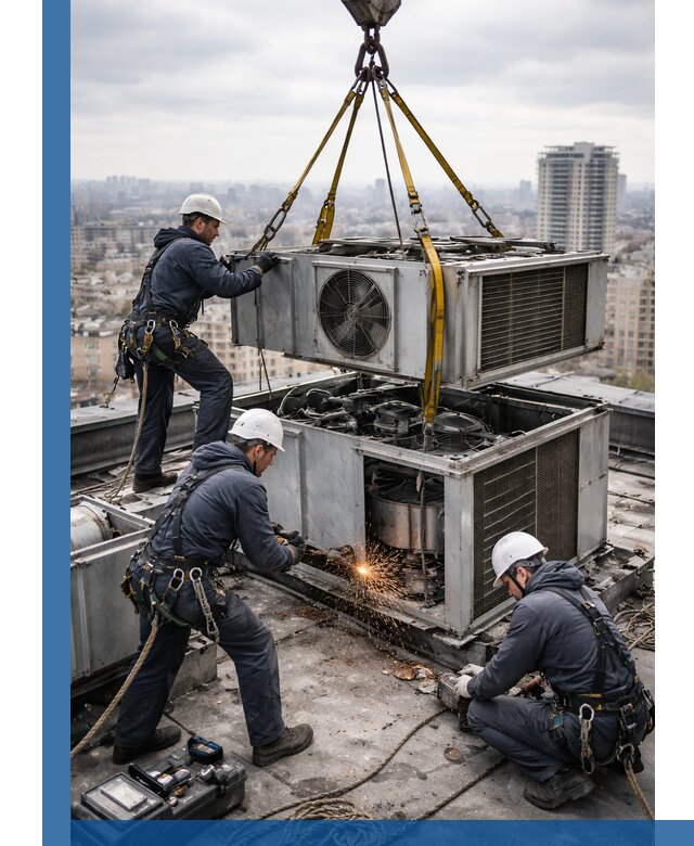 Демонтаж крышной установки в Кушве любой сложности