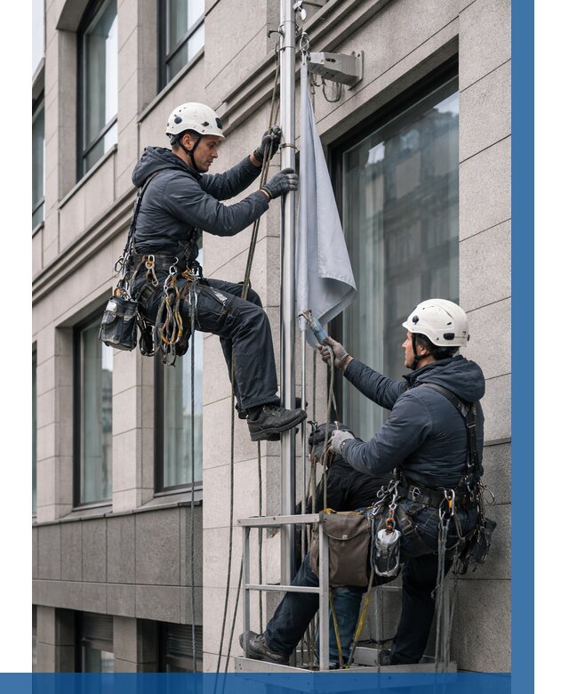 Установка флагов на фасаде в Кушве от 4619 р. | ВЫСОТНИК-Кшв