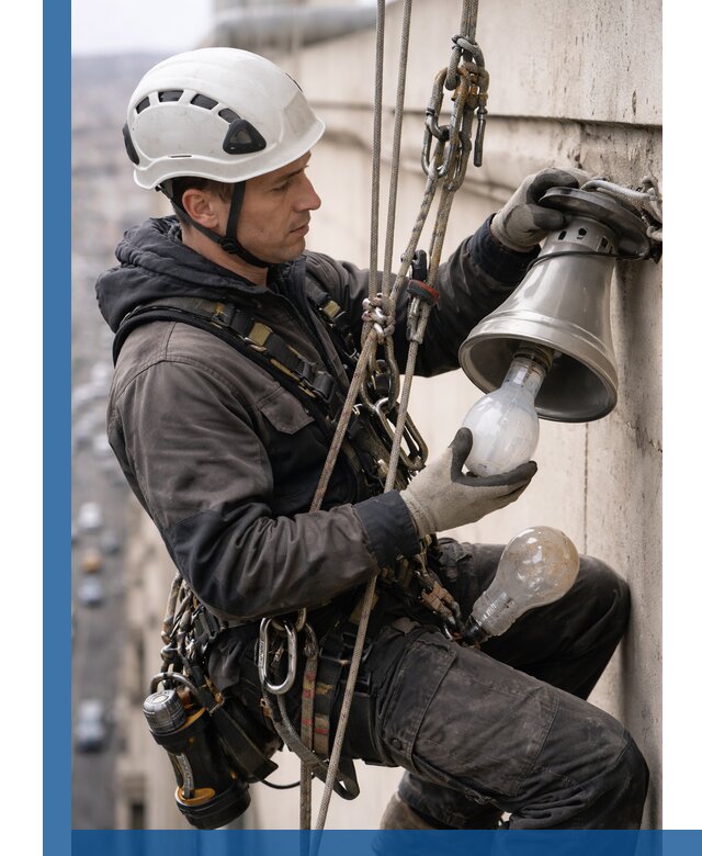 Замена ламп на высоте в Кушве профессионально и быстро