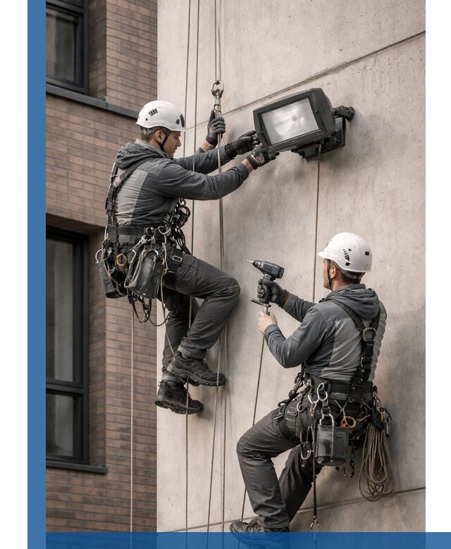 Профессиональный монтаж фасадных прожекторов в Кушве под ключ